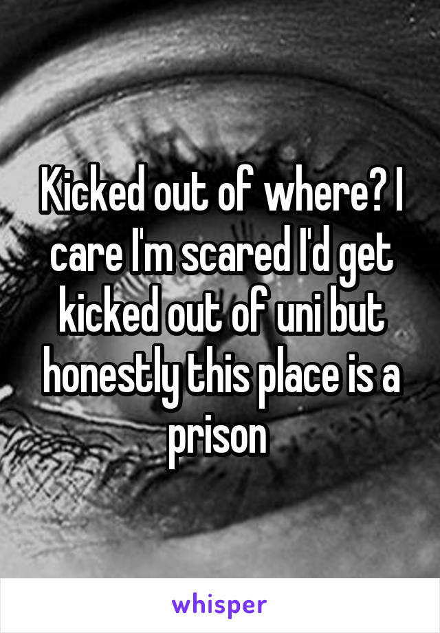 Kicked out of where? I care I'm scared I'd get kicked out of uni but honestly this place is a prison 