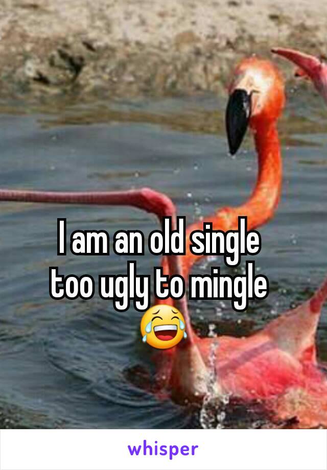  I am an old single  
too ugly to mingle 
😂