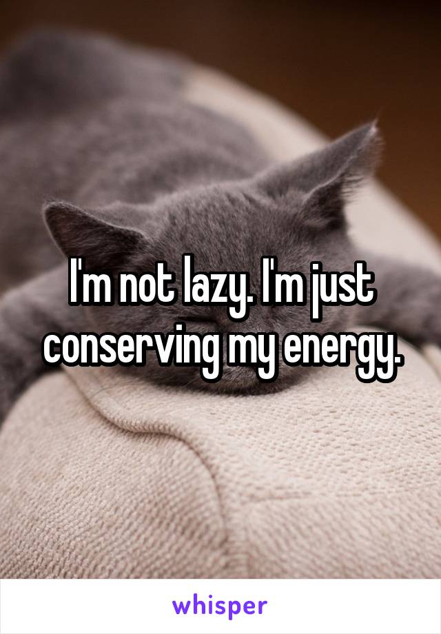 I'm not lazy. I'm just conserving my energy.