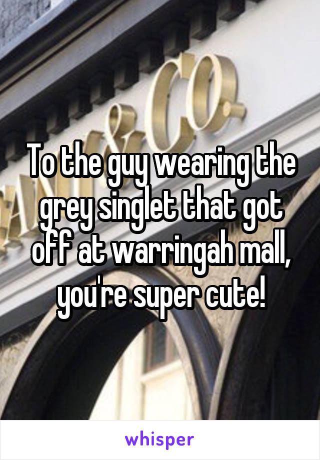 To the guy wearing the grey singlet that got off at warringah mall, you're super cute!