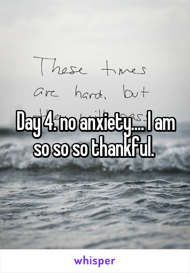 Day 4. no anxiety.... I am so so so thankful. 