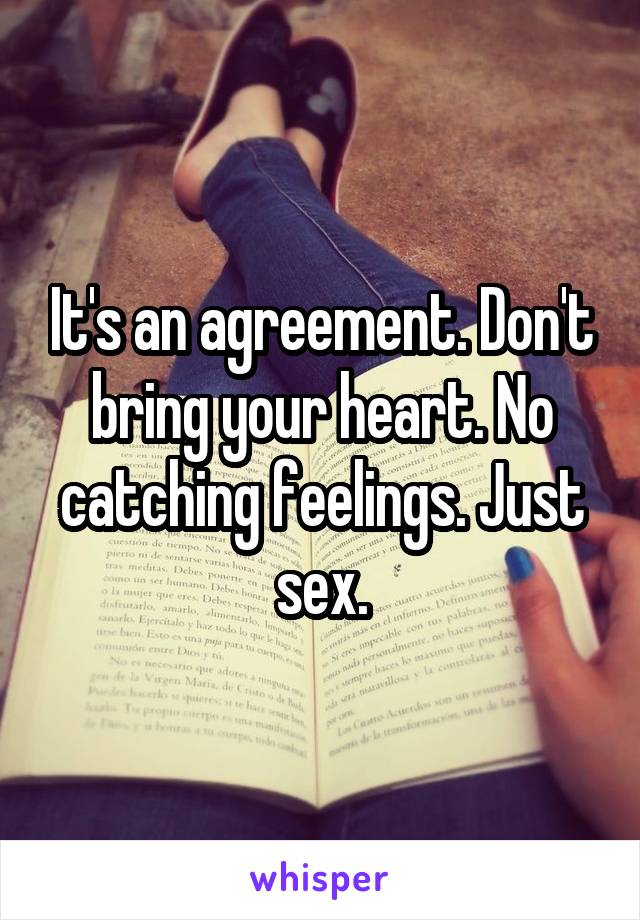It's an agreement. Don't bring your heart. No catching feelings. Just sex.