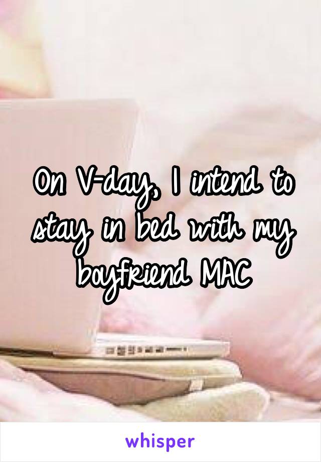 On V-day, I intend to stay in bed with my boyfriend MAC