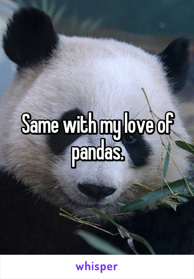 Same with my love of pandas.