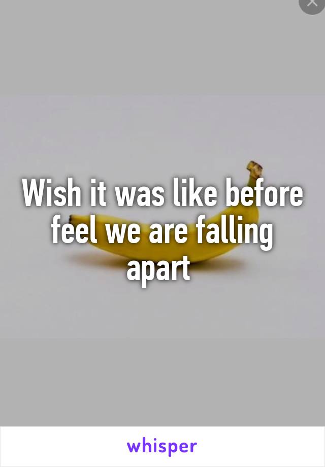 Wish it was like before feel we are falling apart 