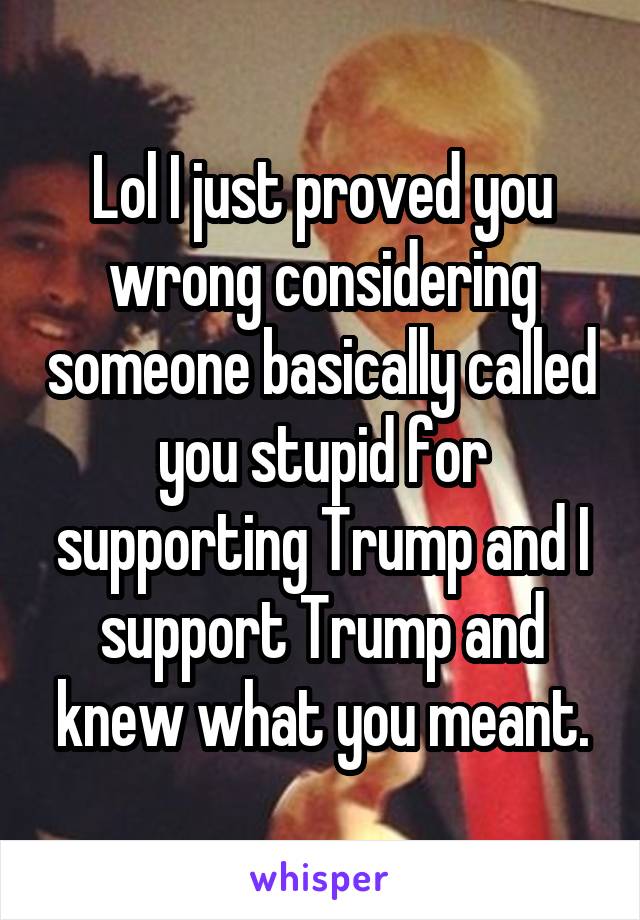 Lol I just proved you wrong considering someone basically called you stupid for supporting Trump and I support Trump and knew what you meant.