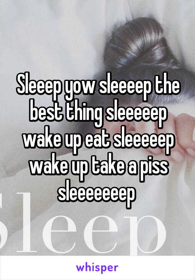 Sleeep yow sleeeep the best thing sleeeeep wake up eat sleeeeep wake up take a piss sleeeeeeep 