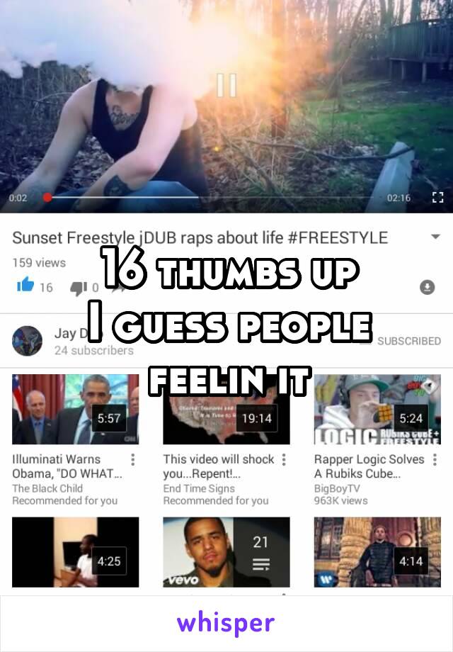 16 thumbs up
I guess people feelin it