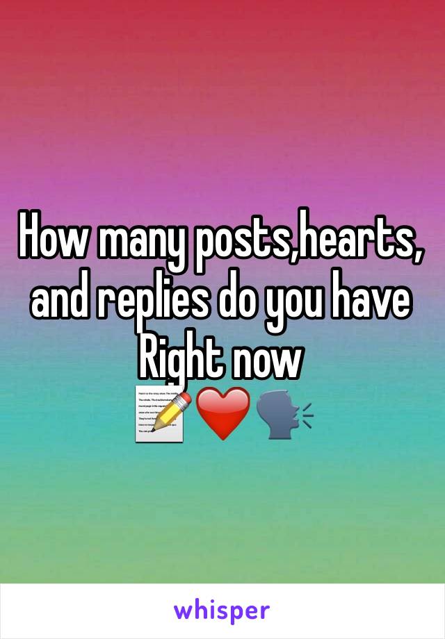 How many posts,hearts, and replies do you have 
Right now
📝❤️🗣