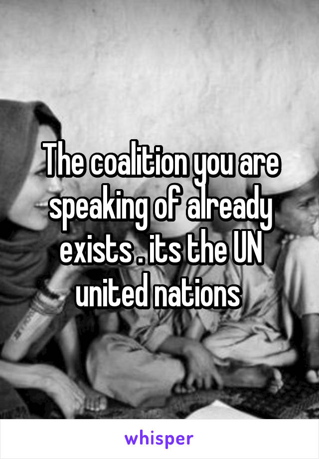 The coalition you are speaking of already exists . its the UN united nations 