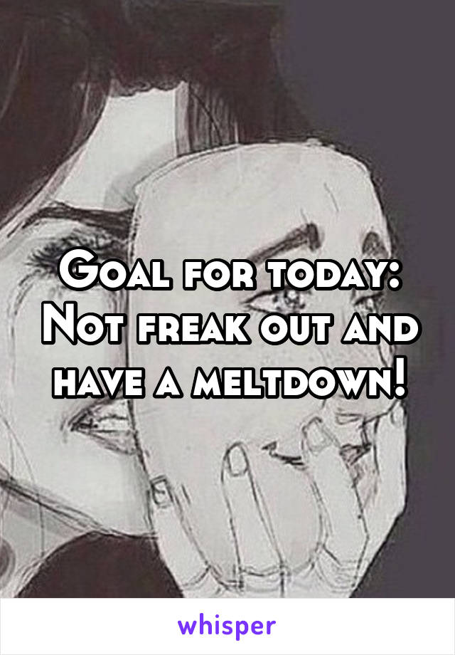 Goal for today: Not freak out and have a meltdown!