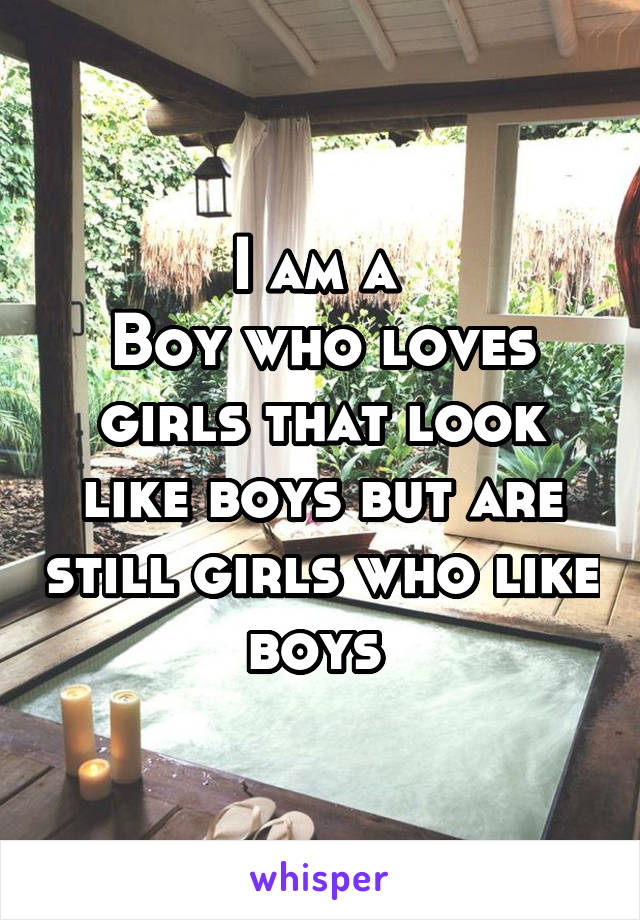 I am a 
Boy who loves girls that look like boys but are still girls who like boys 