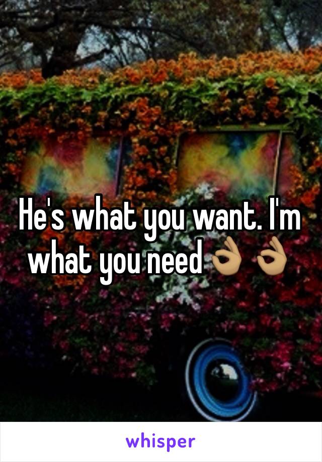 He's what you want. I'm what you need👌🏽👌🏽