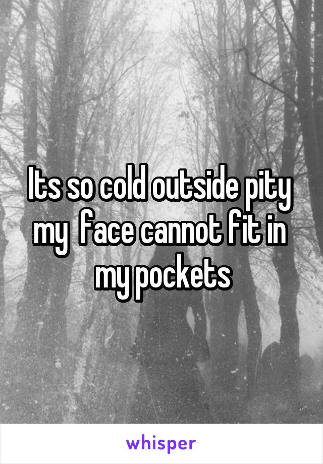 Its so cold outside pity  my  face cannot fit in  my pockets