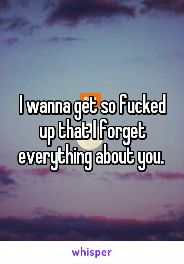 I wanna get so fucked up that I forget everything about you. 