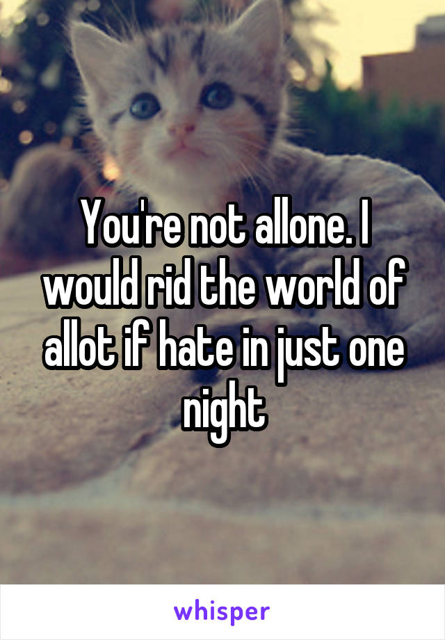 You're not allone. I would rid the world of allot if hate in just one night