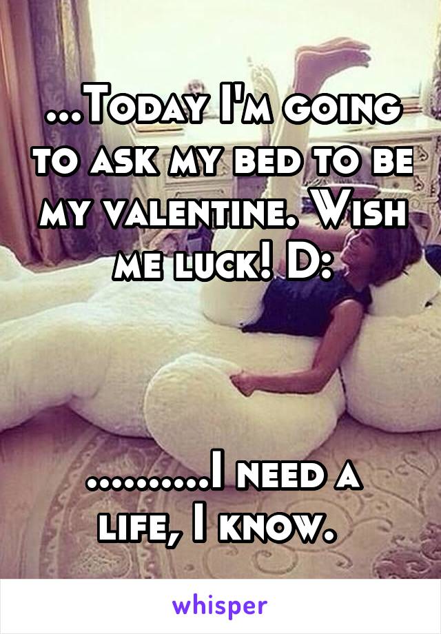 ...Today I'm going to ask my bed to be my valentine. Wish me luck! D:



..........I need a life, I know. 