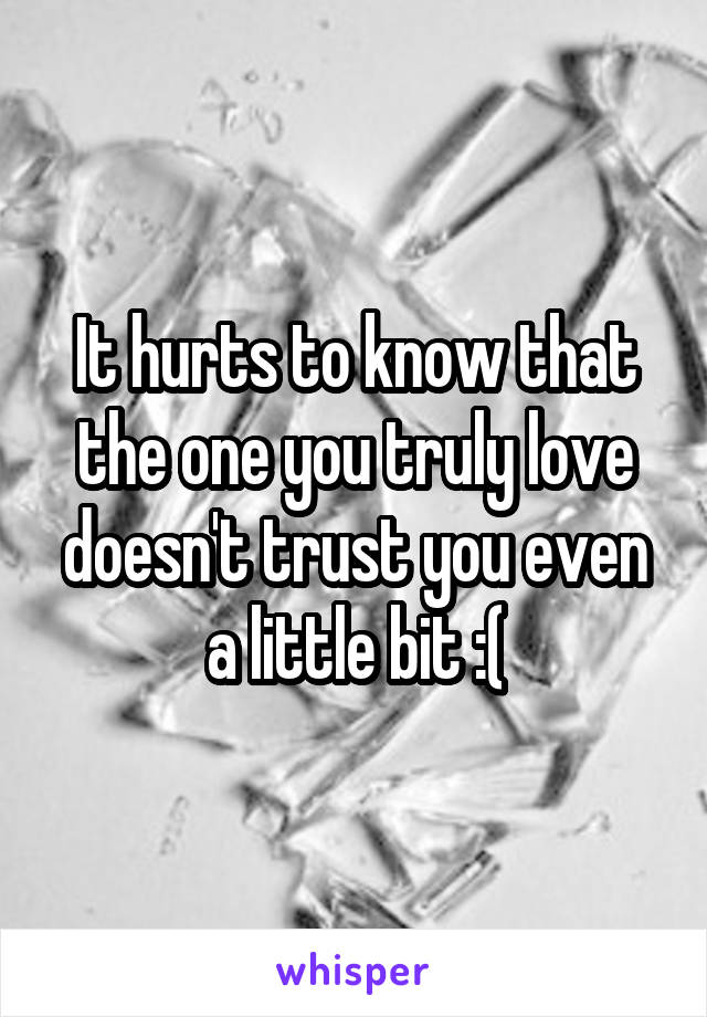 It hurts to know that the one you truly love doesn't trust you even a little bit :(