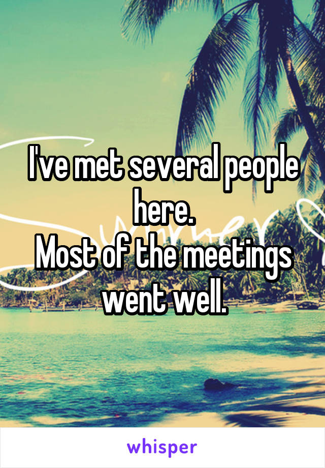 I've met several people here.
Most of the meetings went well.