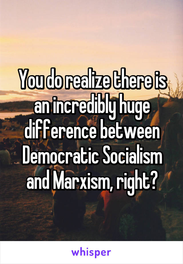 You do realize there is an incredibly huge difference between Democratic Socialism and Marxism, right?