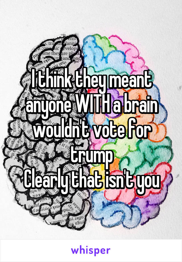 I think they meant anyone WITH a brain wouldn't vote for trump
Clearly that isn't you