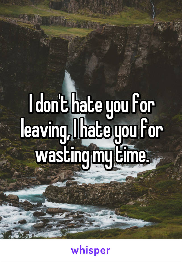 I don't hate you for leaving, I hate you for wasting my time.