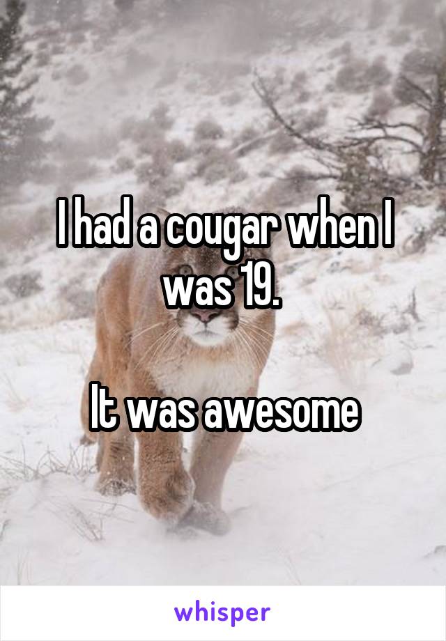 I had a cougar when I was 19. 

It was awesome