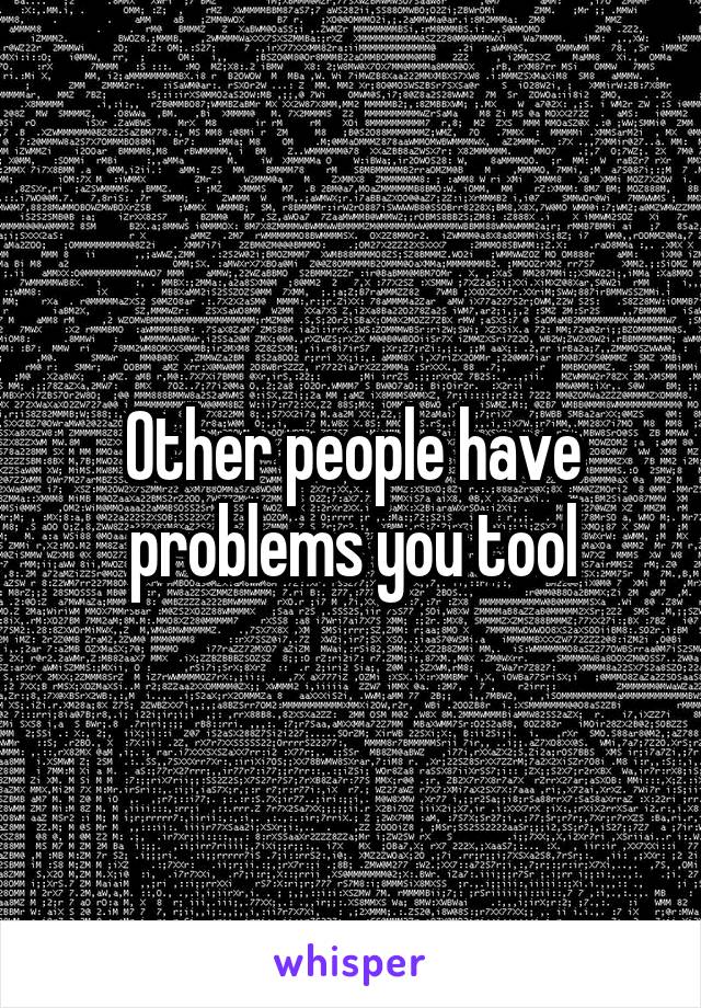 Other people have problems you tool