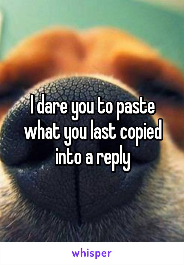 I dare you to paste what you last copied into a reply
