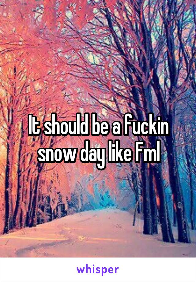 It should be a fuckin snow day like Fml