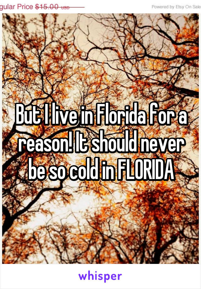 But I live in Florida for a reason! It should never be so cold in FLORIDA
