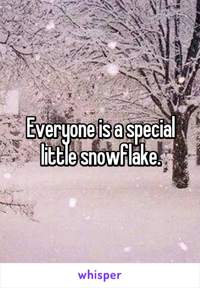 Everyone is a special little snowflake.