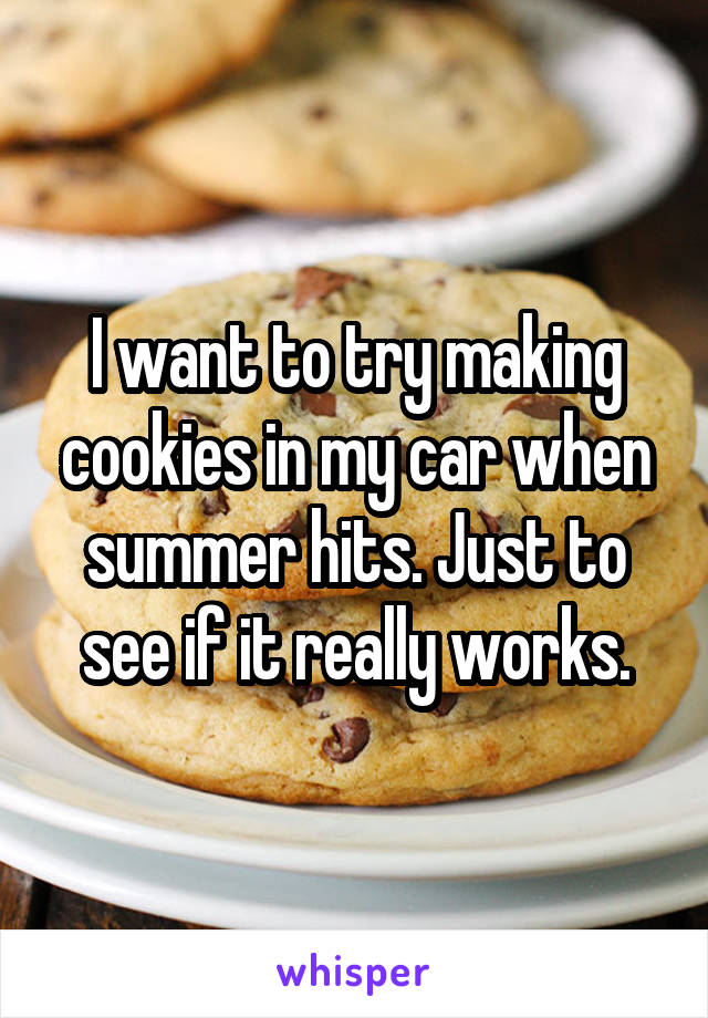 I want to try making cookies in my car when summer hits. Just to see if it really works.
