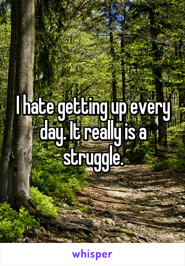 I hate getting up every day. It really is a struggle.