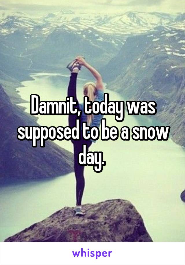 Damnit, today was supposed to be a snow day. 
