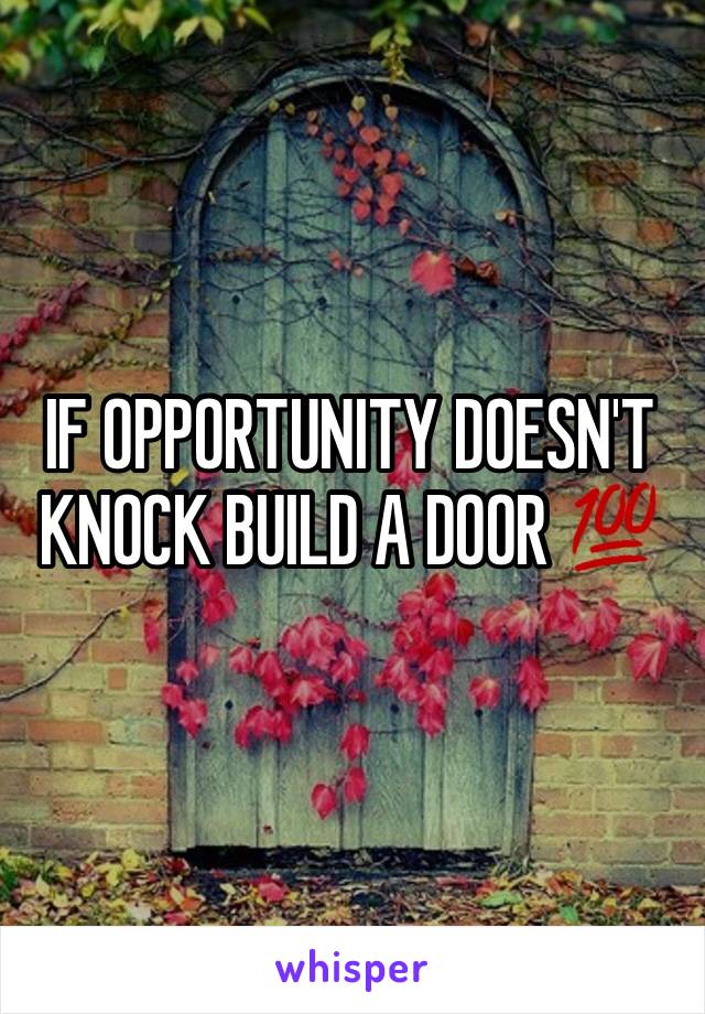 IF OPPORTUNITY DOESN'T KNOCK BUILD A DOOR 💯