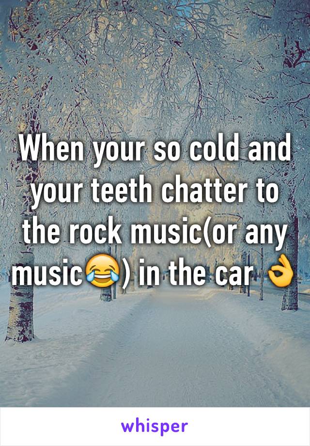 When your so cold and your teeth chatter to the rock music(or any music😂) in the car 👌