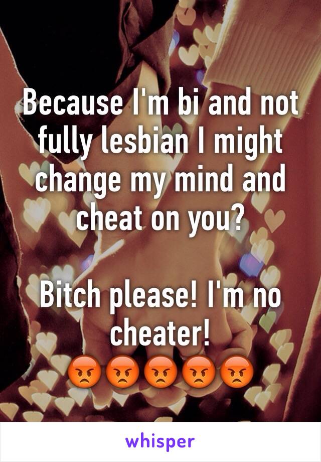 Because I'm bi and not fully lesbian I might change my mind and cheat on you?

Bitch please! I'm no cheater!
😡😡😡😡😡