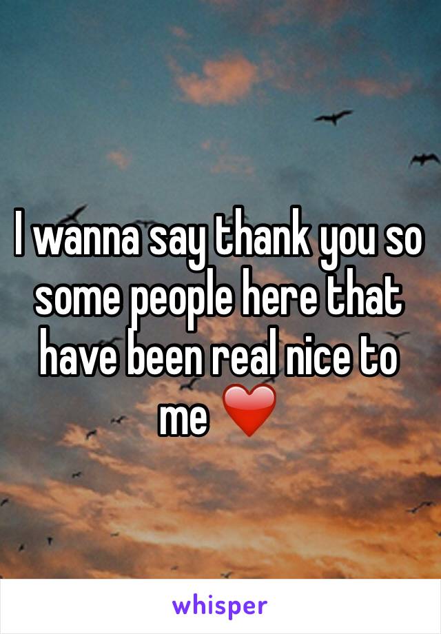 I wanna say thank you so some people here that have been real nice to me ❤️