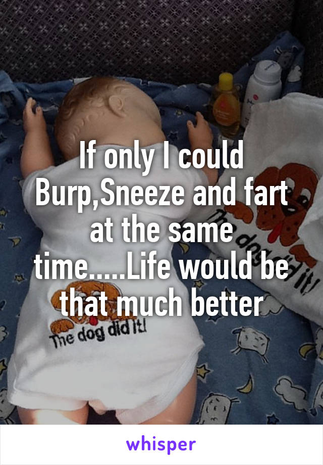 If only I could Burp,Sneeze and fart at the same time.....Life would be that much better