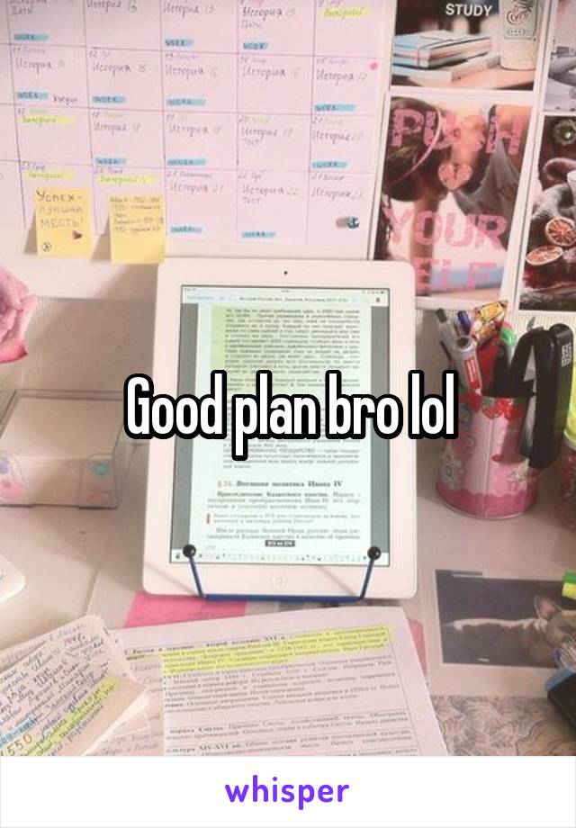 Good plan bro lol