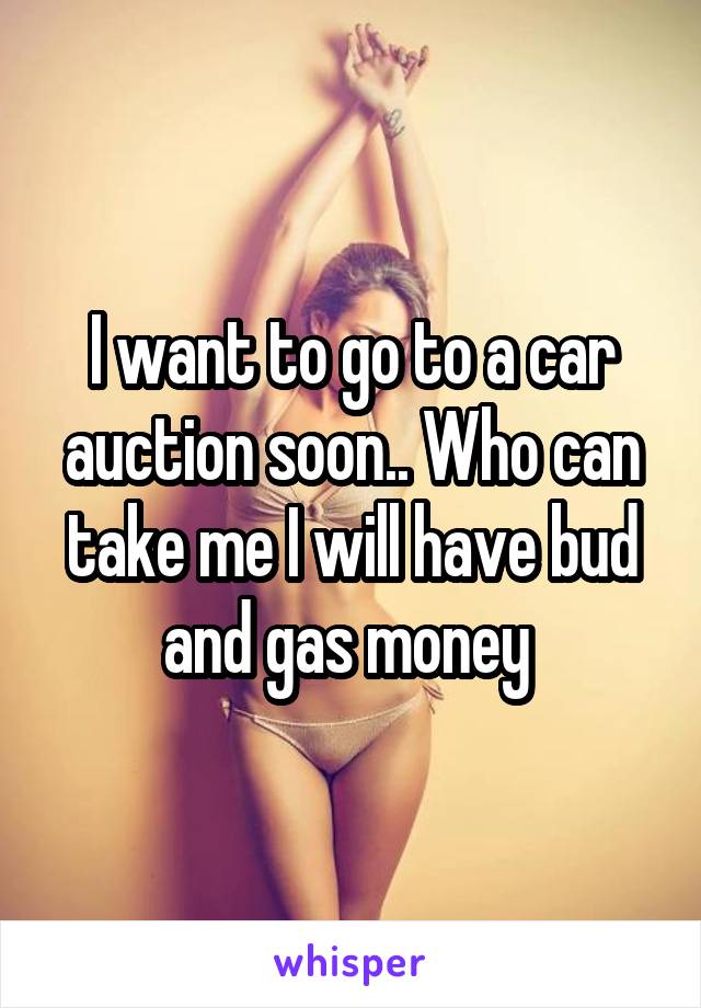I want to go to a car auction soon.. Who can take me I will have bud and gas money 