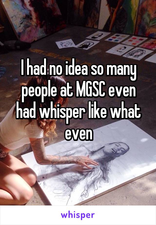 I had no idea so many people at MGSC even had whisper like what even
