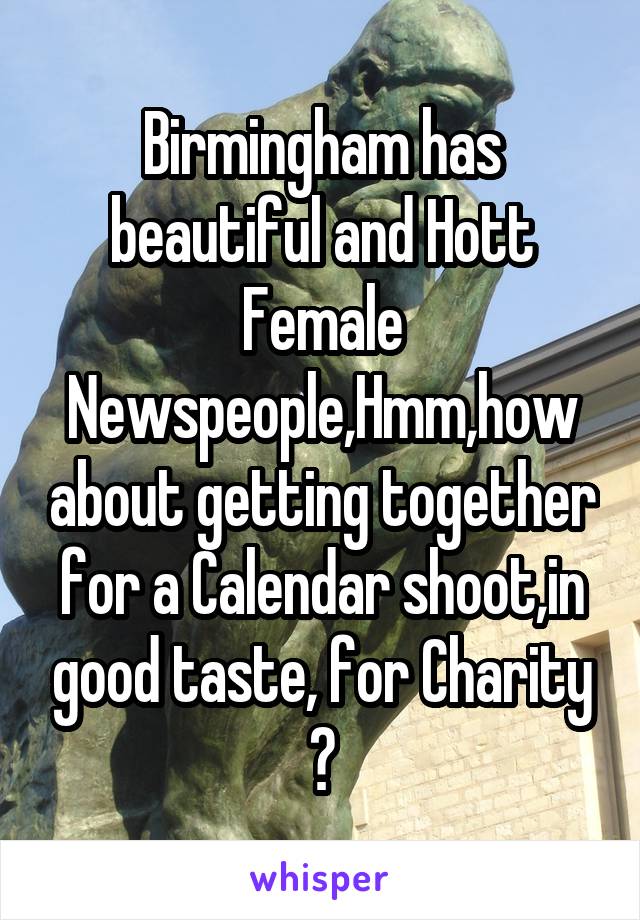 Birmingham has beautiful and Hott Female Newspeople,Hmm,how about getting together for a Calendar shoot,in good taste, for Charity ?