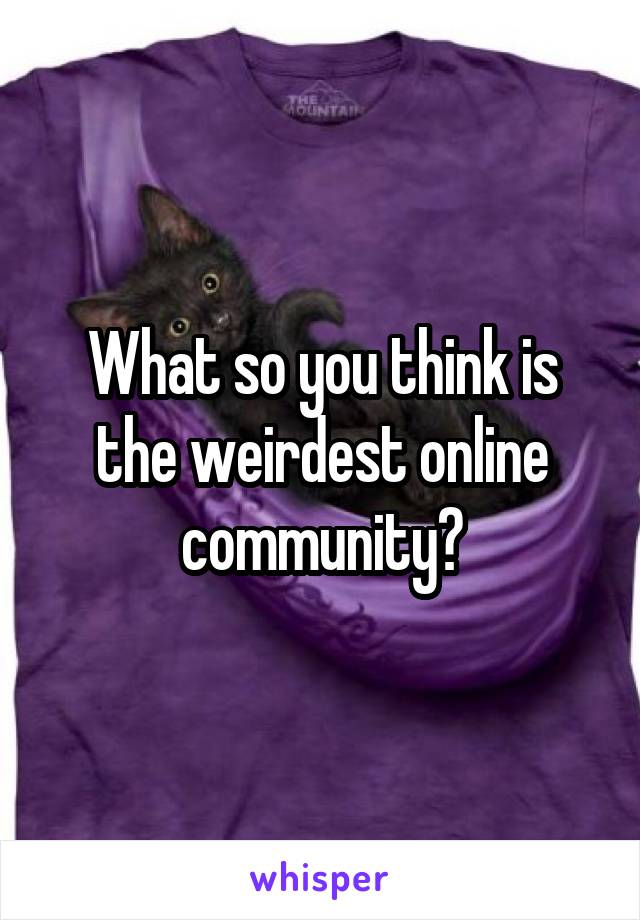 What so you think is the weirdest online community?