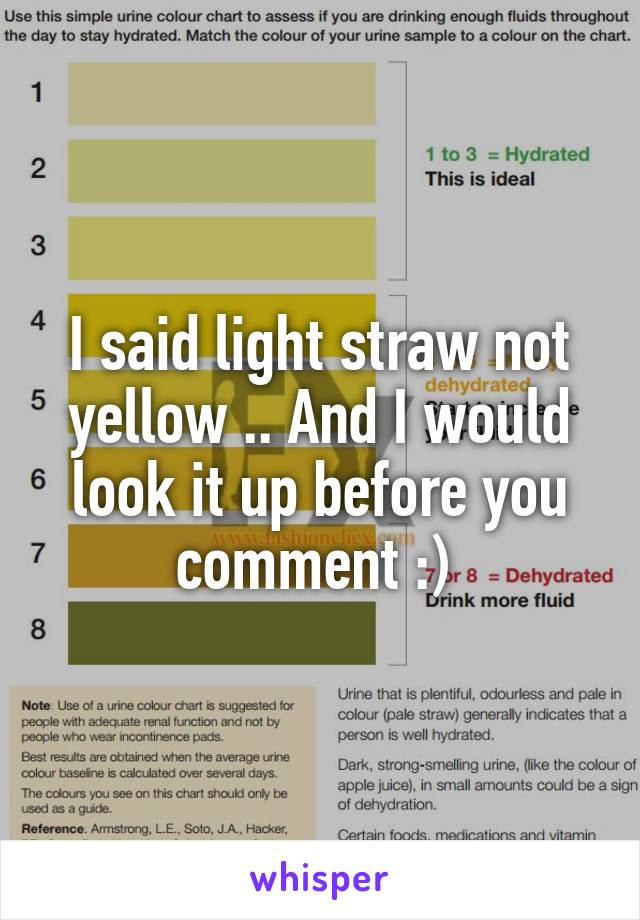 I said light straw not yellow .. And I would look it up before you comment :) 