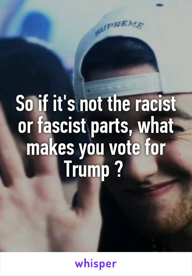 So if it's not the racist or fascist parts, what makes you vote for Trump ? 