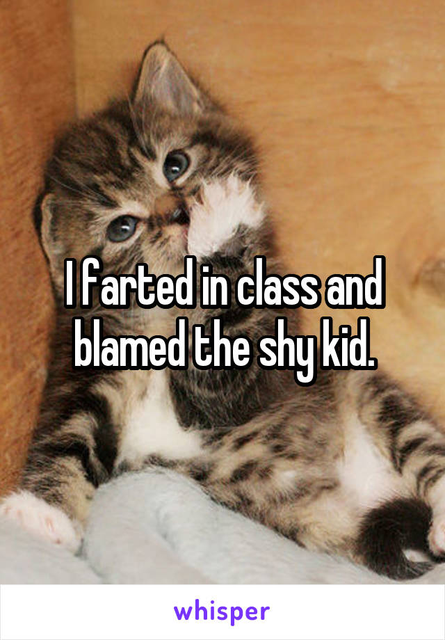 I farted in class and blamed the shy kid.