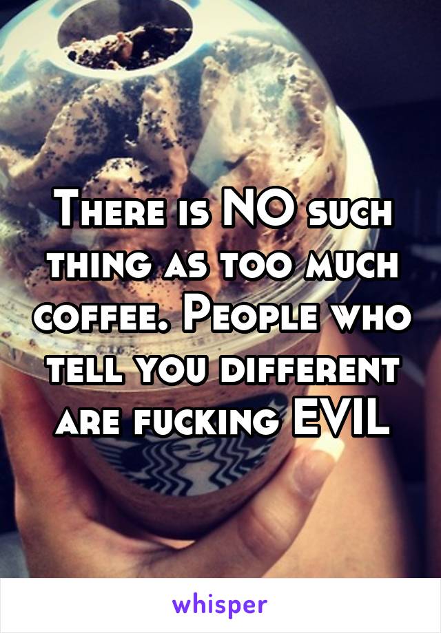 There is NO such thing as too much coffee. People who tell you different are fucking EVIL