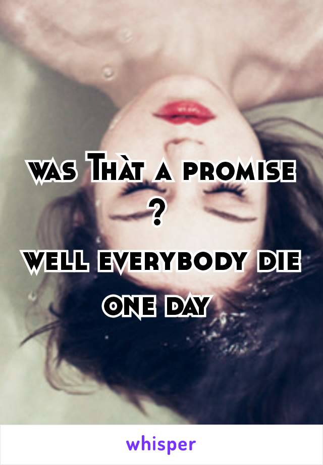was Thàt a promise ? 
well everybody die one day 